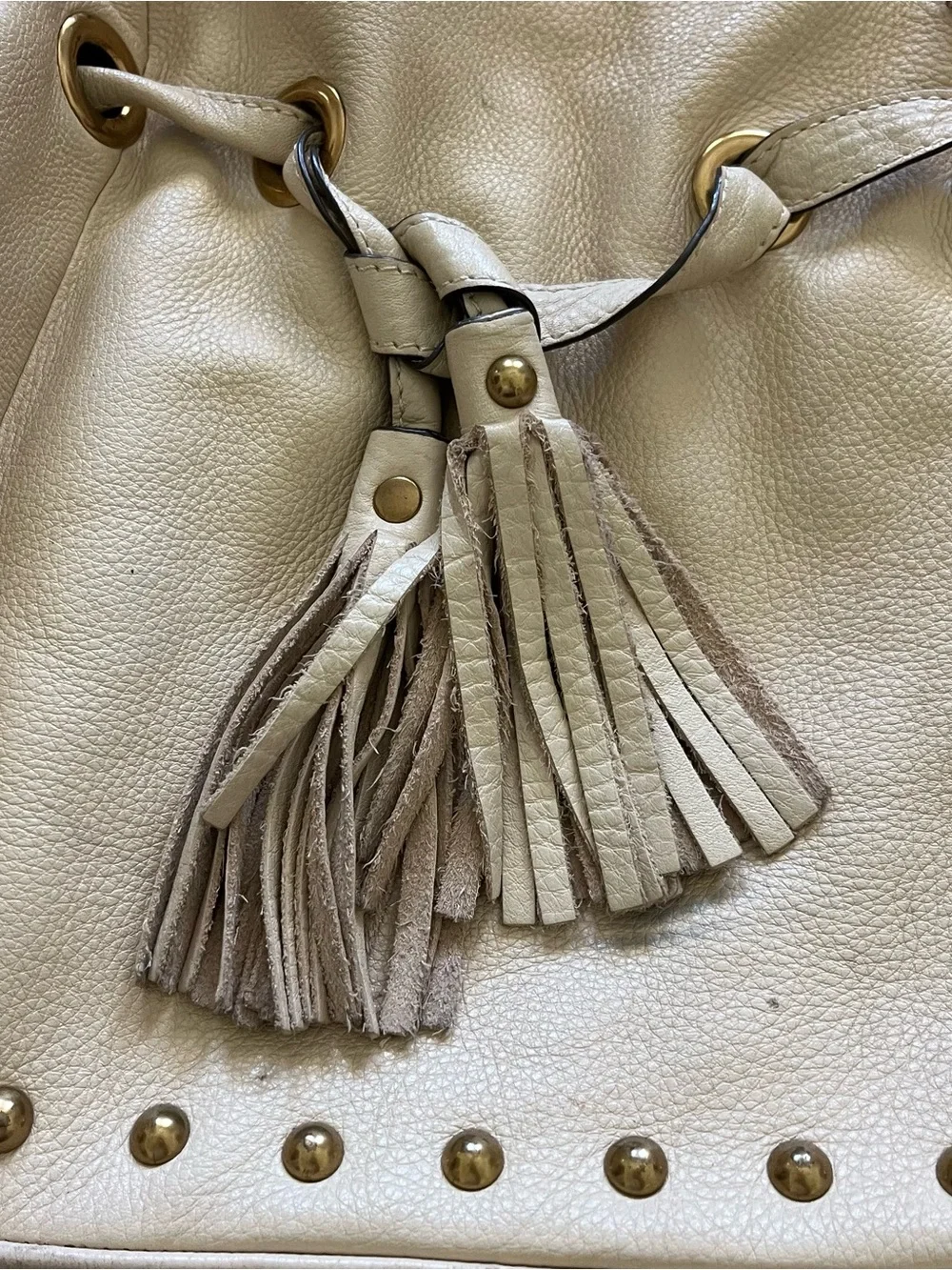 Anne Klein Cream Pebbled Leather Bag